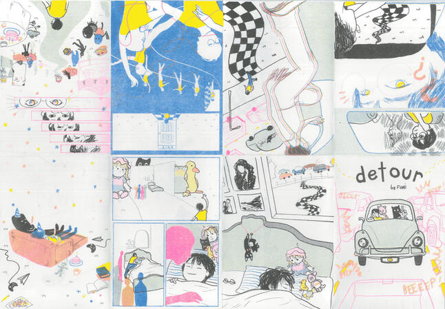 "Detour" (2022), risograph poster + zine